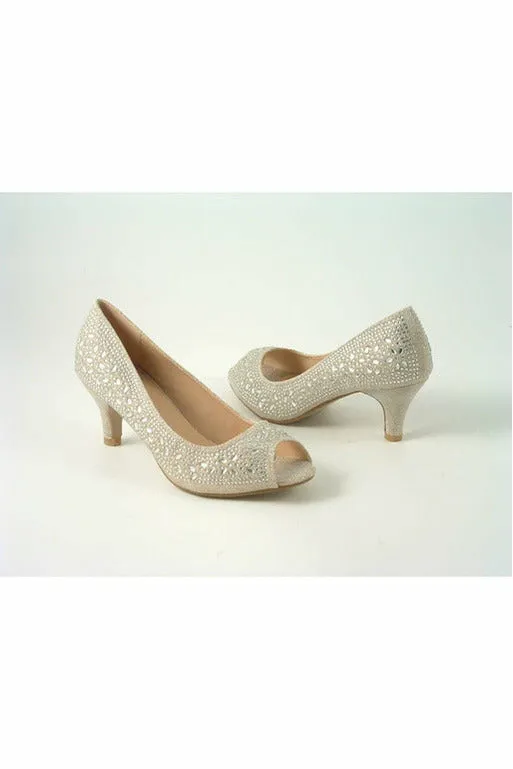 Glitz Shoes Margo Glitter Diamante Mid Heel Peep Toe Shoe sold by Goddiva product image thumbnail 2