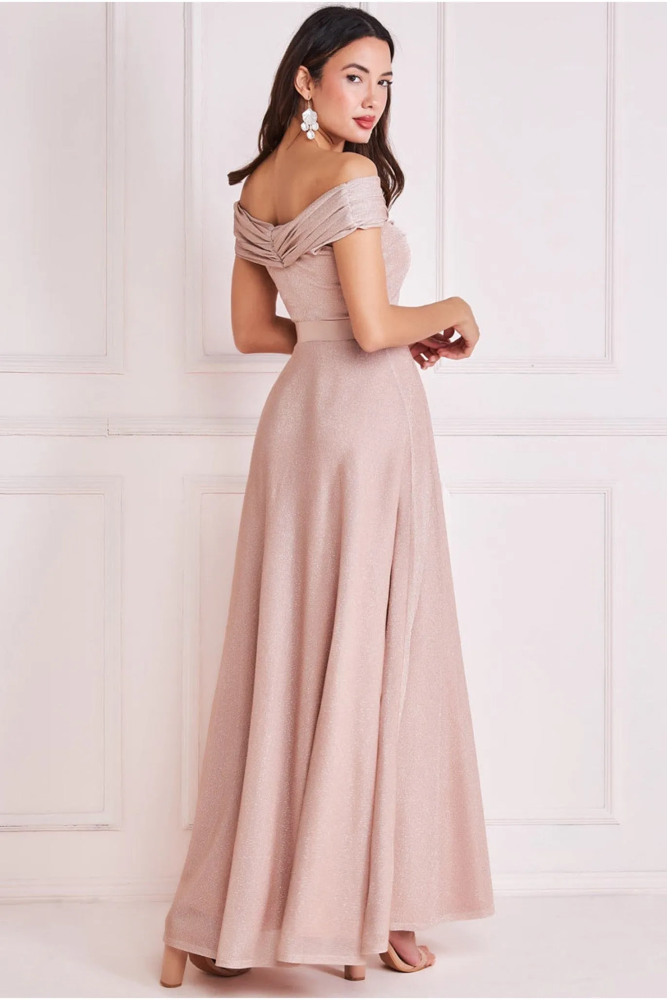 Bardot Pleated Skirt Maxi - Champagne by Goddiva sold by Goddiva product image thumbnail 2