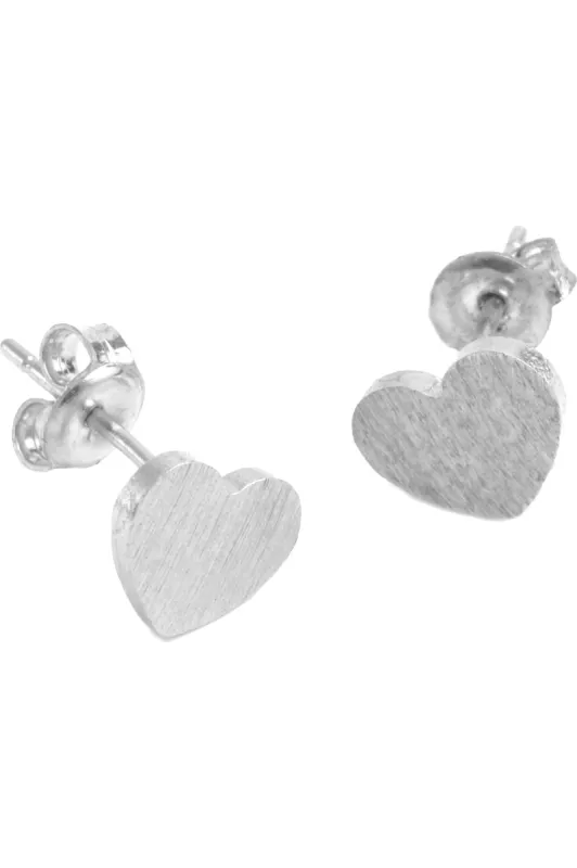 White Leaf Small Heart Earring Silver sold by Goddiva