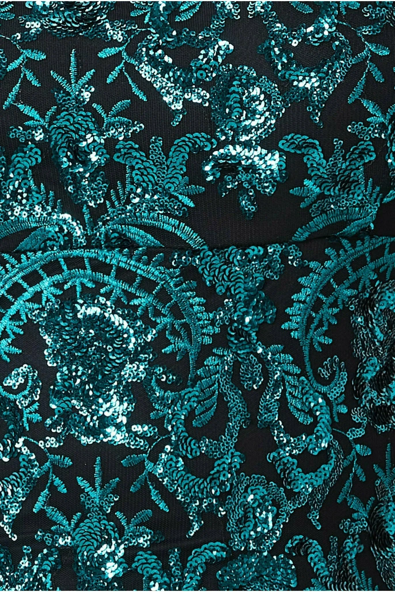 Goddiva Plus Bardot Sequin Embroidered Maxi - Emerald sold by Goddiva product image thumbnail 4