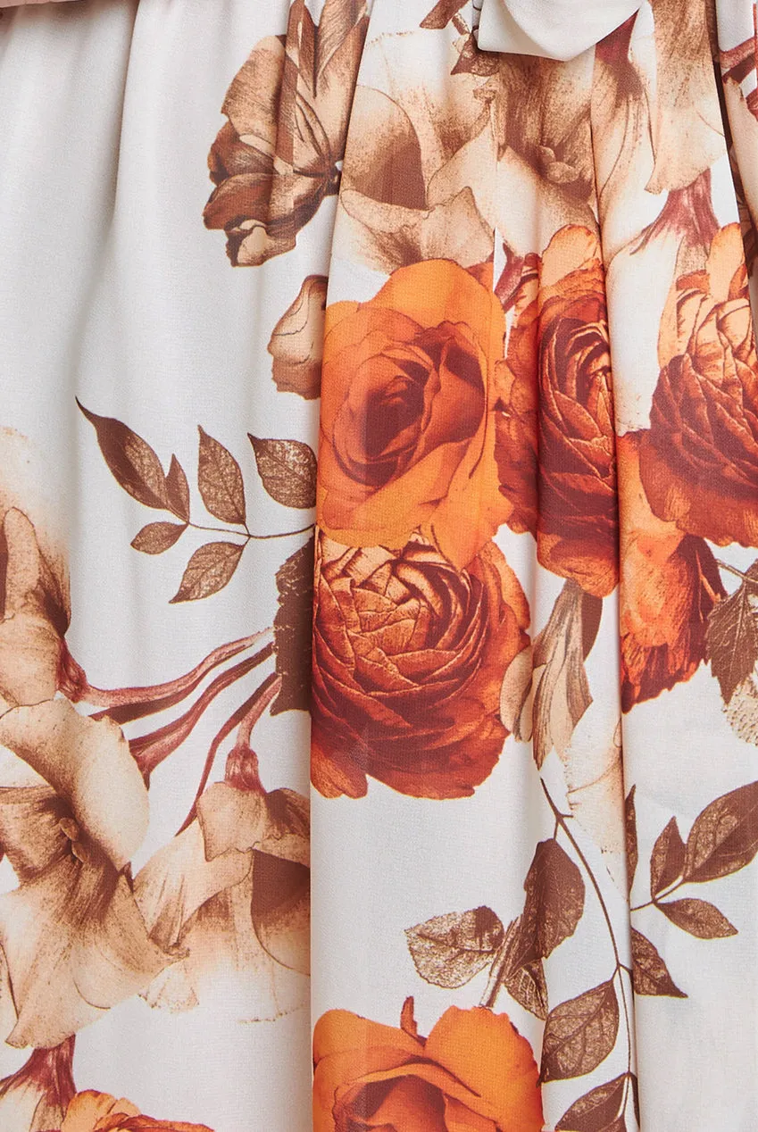 Wrap Back Flutter Sleeve Midi - Beige by Goddiva sold by Goddiva product image thumbnail 4