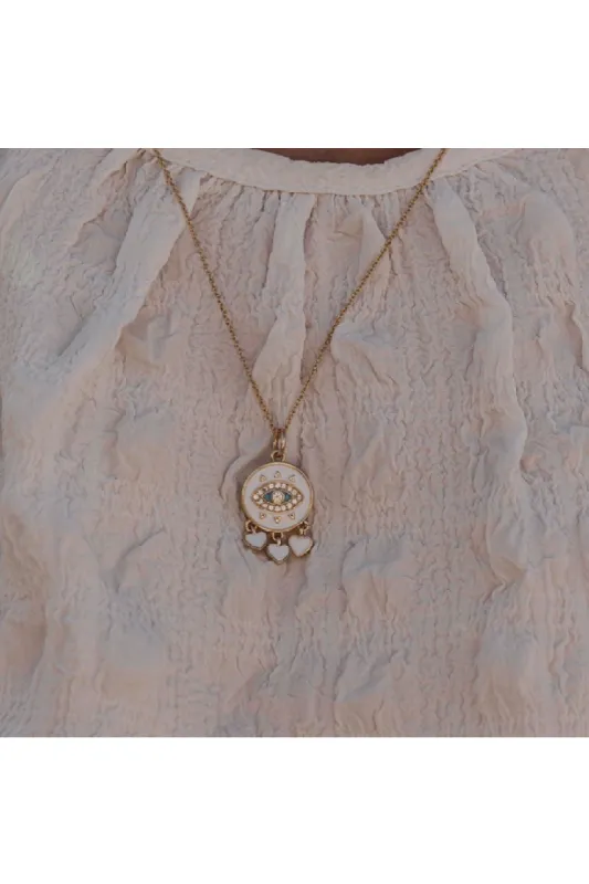 Wisteria London Amaya Evil Eye Necklace sold by Goddiva
