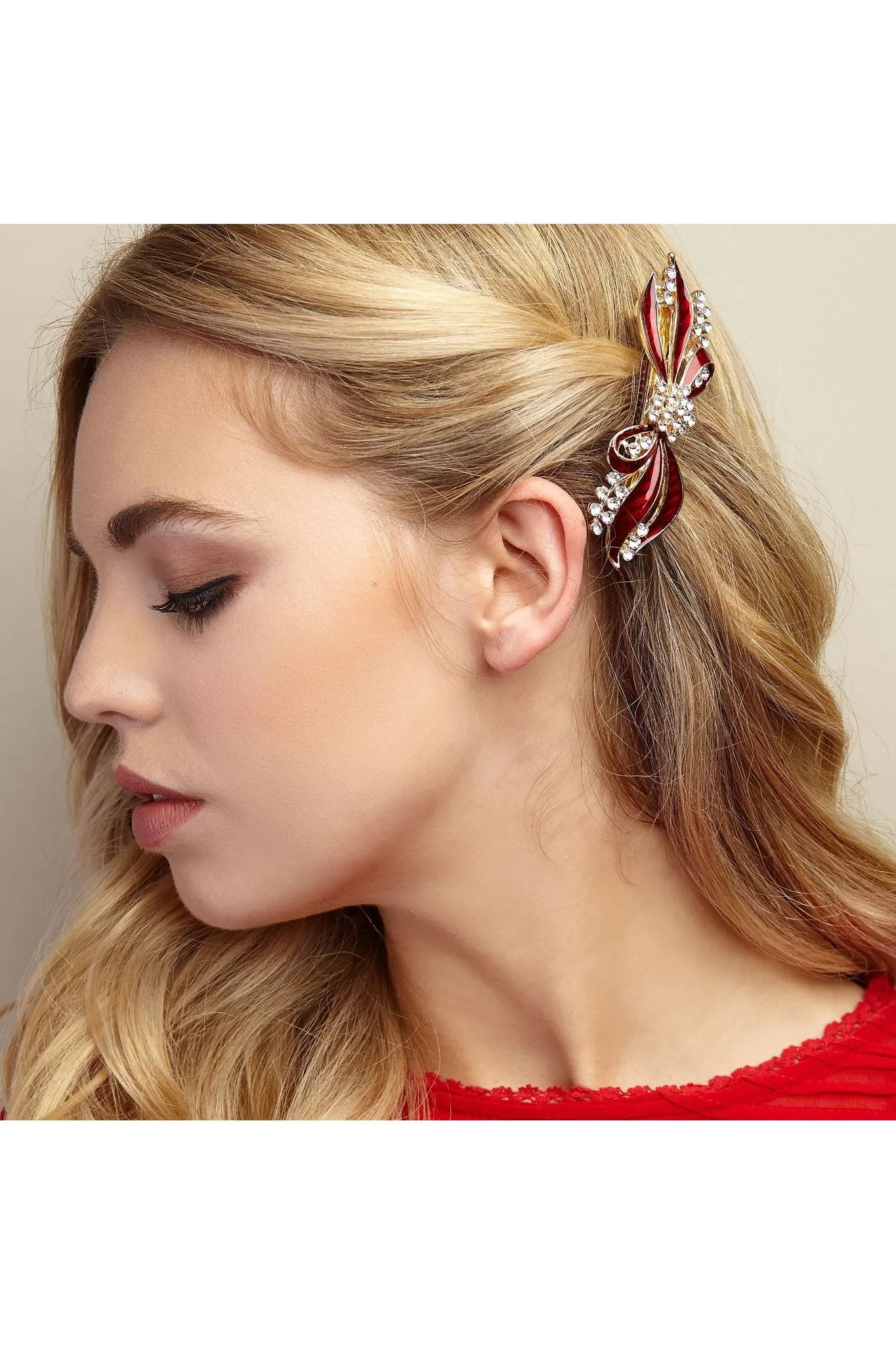 Bow Hair Clip With Diamante by QueenMee Accessories sold by Goddiva