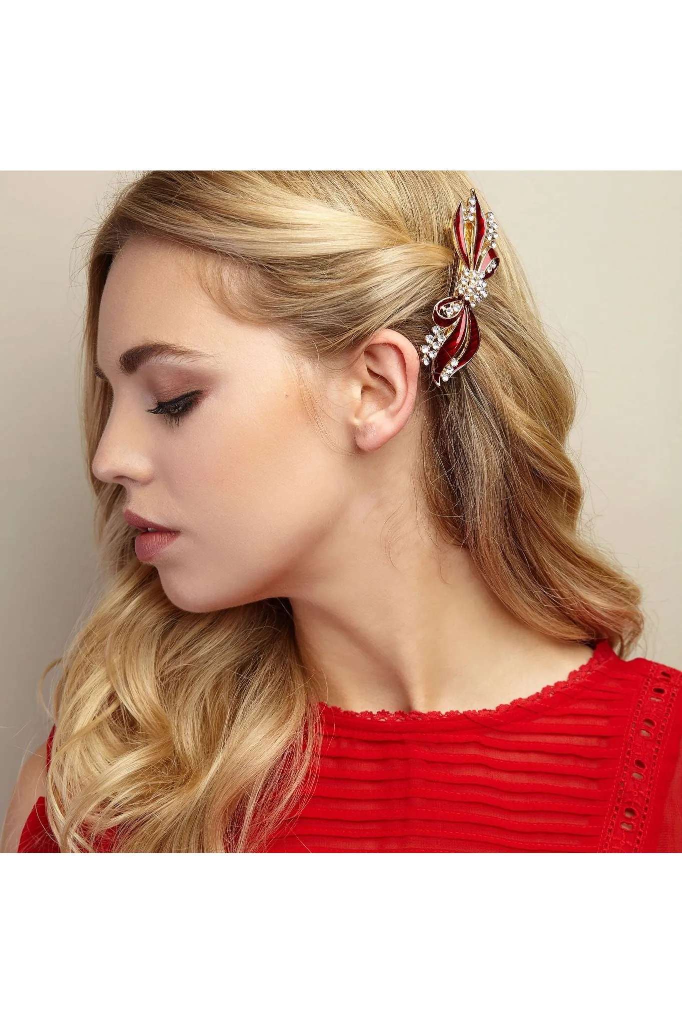 Bow Hair Clip With Diamante by QueenMee Accessories sold by Goddiva product image thumbnail 2