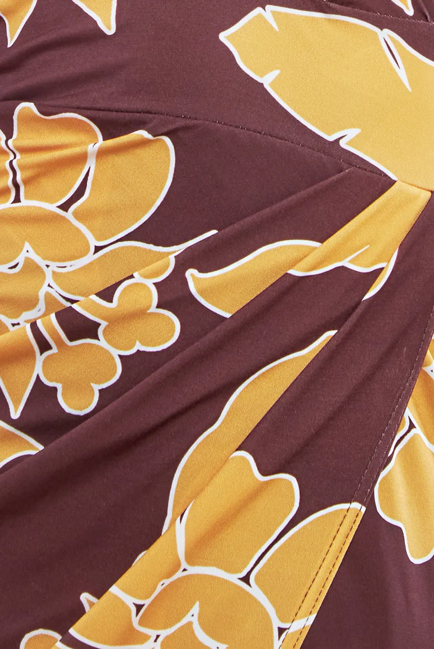 Printed Crossover Maxi Dress - Brown by Goddiva sold by Goddiva product image thumbnail 4