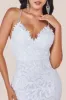 Goddiva Cross Back Diamante Strap Sequin Maxi - White sold by Goddiva