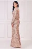 Floral Sequin Mesh Maxi - Champagne by Goddiva sold by Goddiva