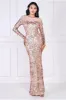 Floral Sequin Mesh Maxi - Champagne by Goddiva sold by Goddiva