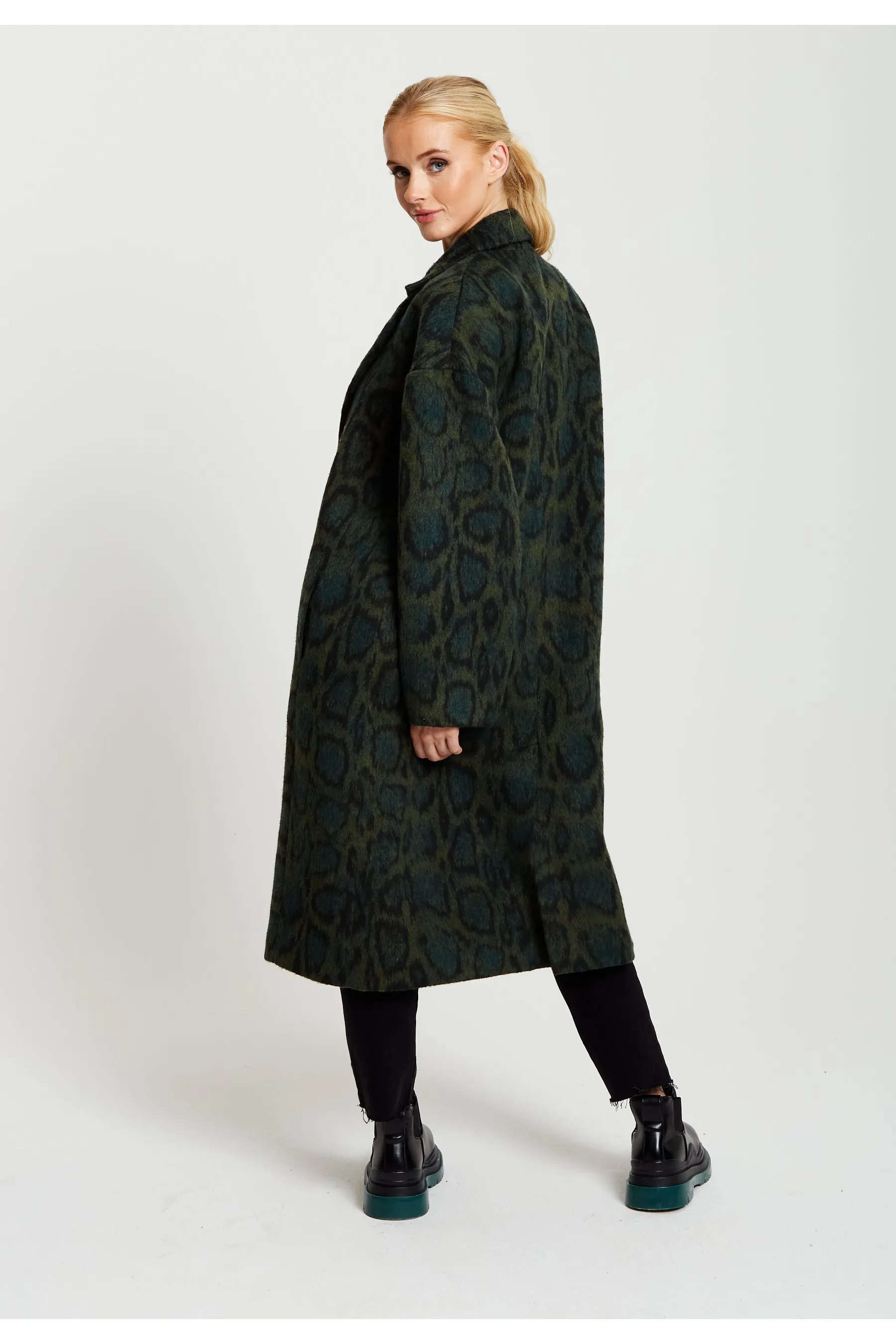 Liquorish Leopard Print Longline Coat sold by Goddiva product image thumbnail 4