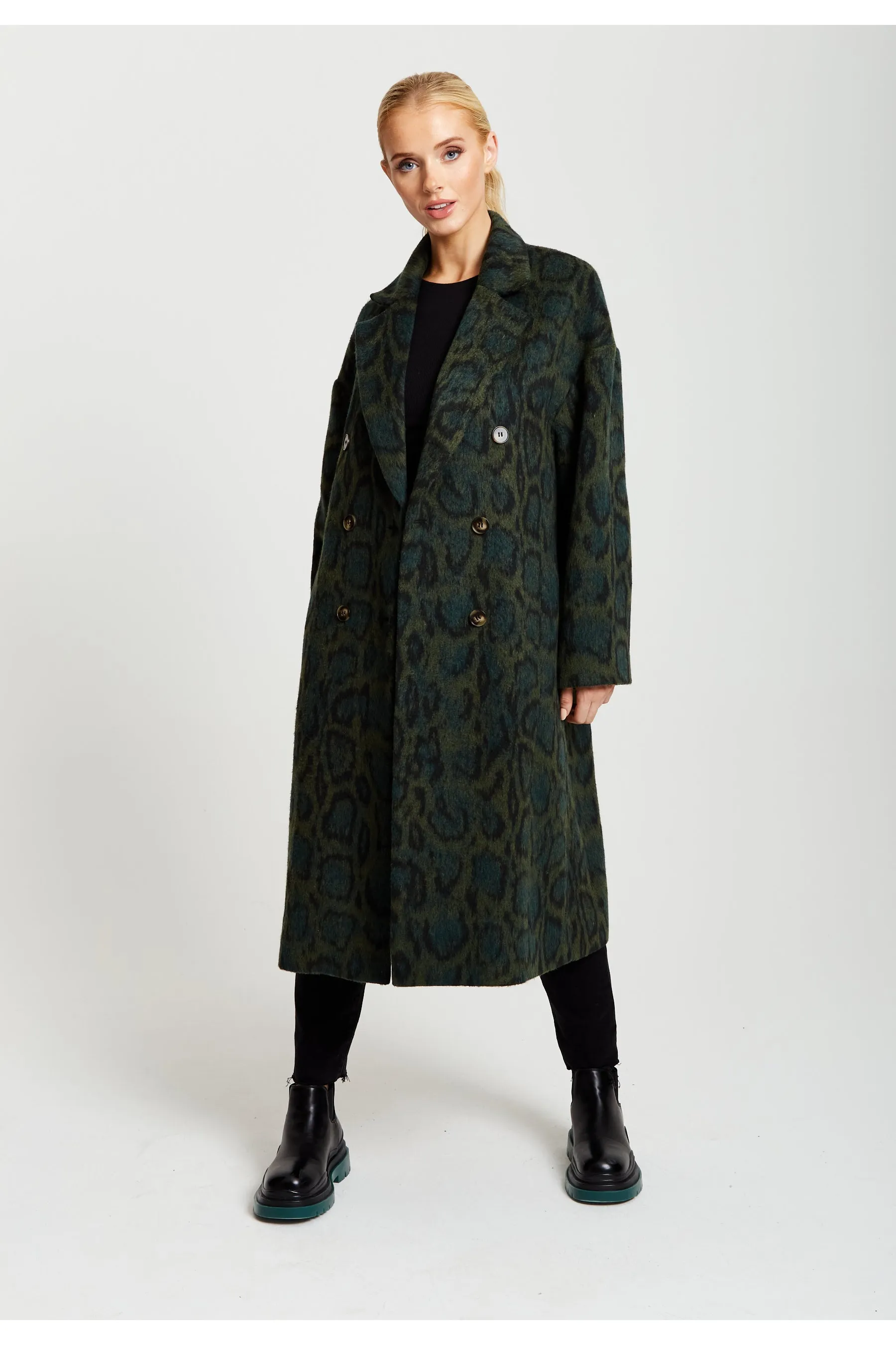Liquorish Leopard Print Longline Coat sold by Goddiva