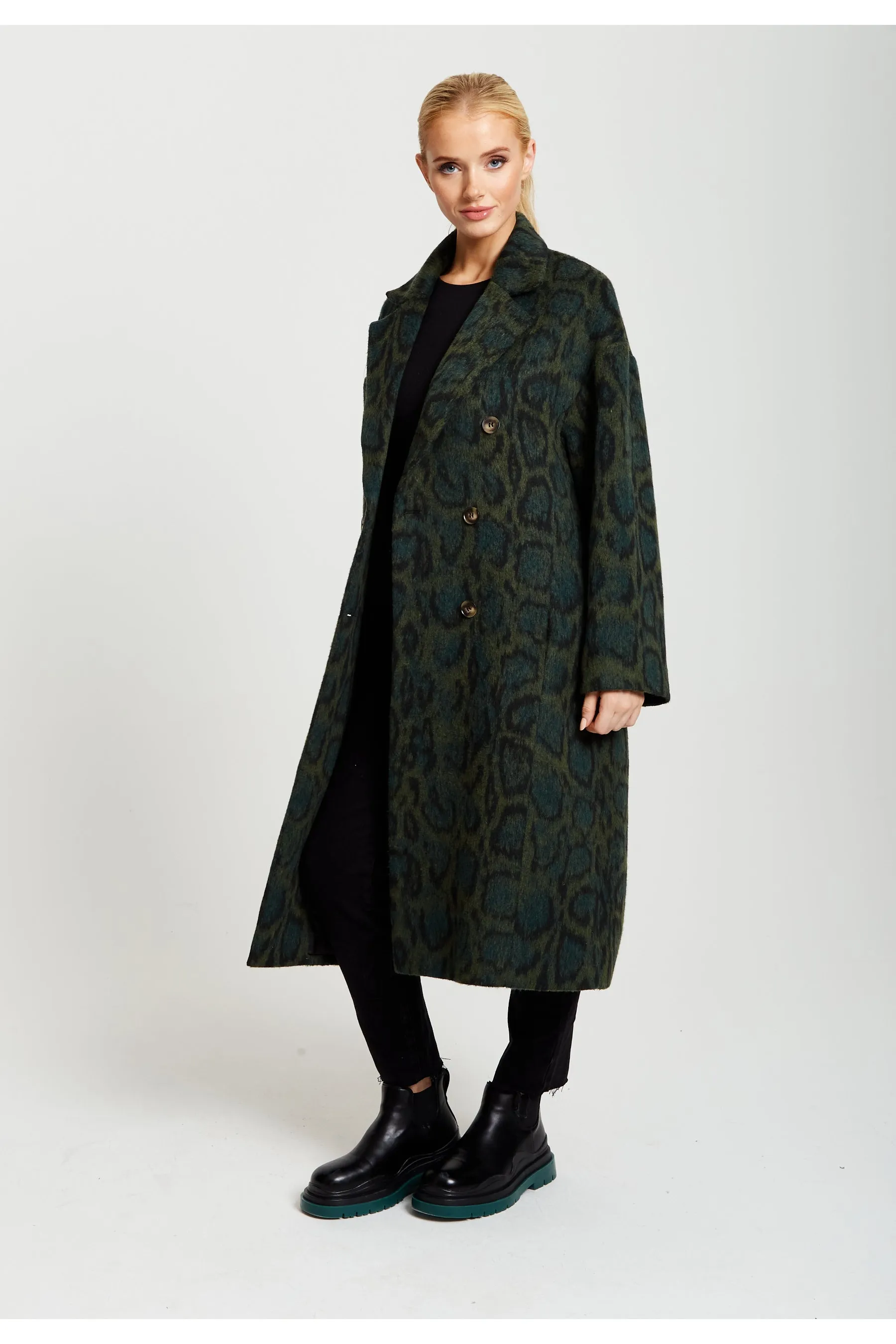 Liquorish Leopard Print Longline Coat sold by Goddiva product image thumbnail 2