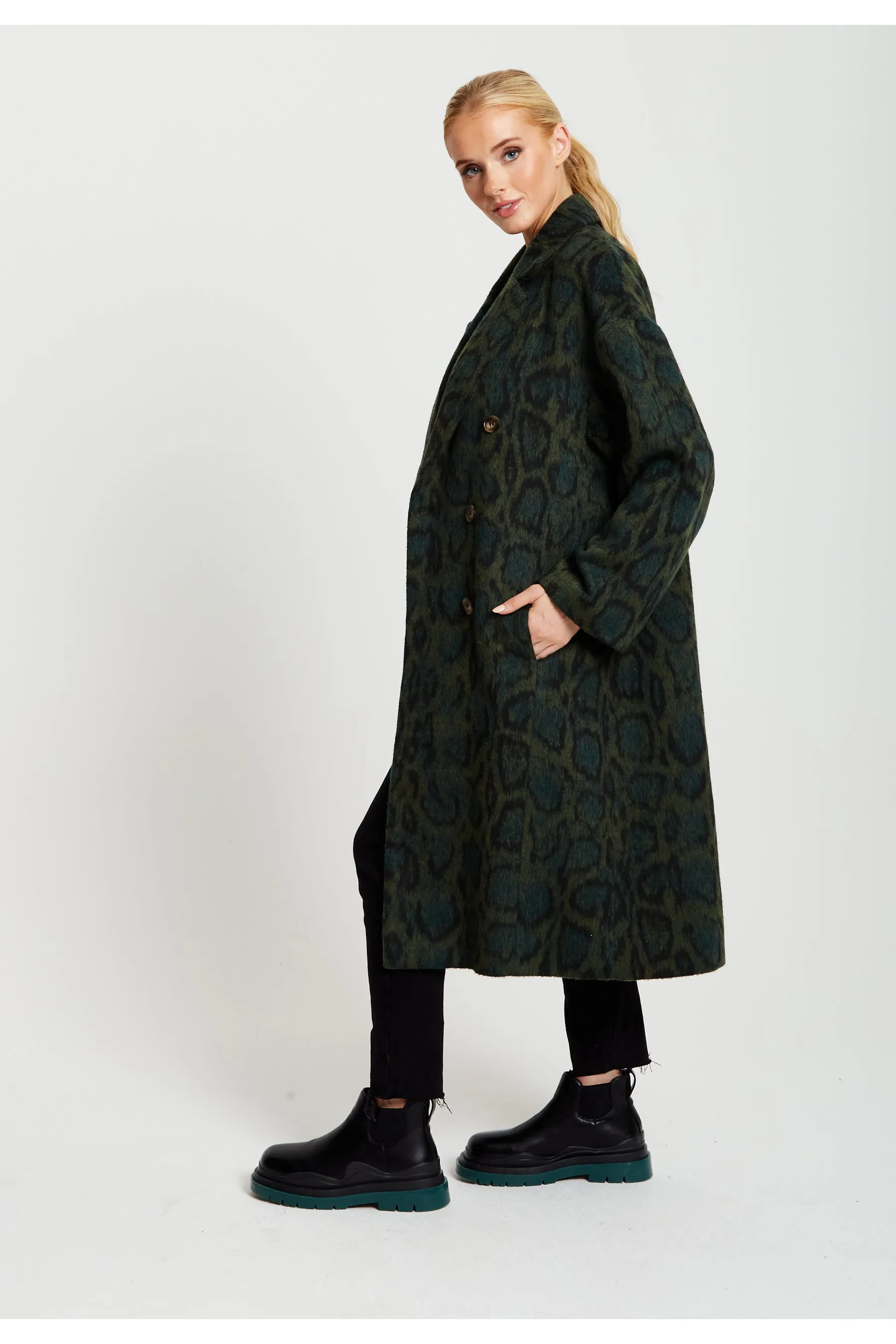Liquorish Leopard Print Longline Coat sold by Goddiva product image thumbnail 3