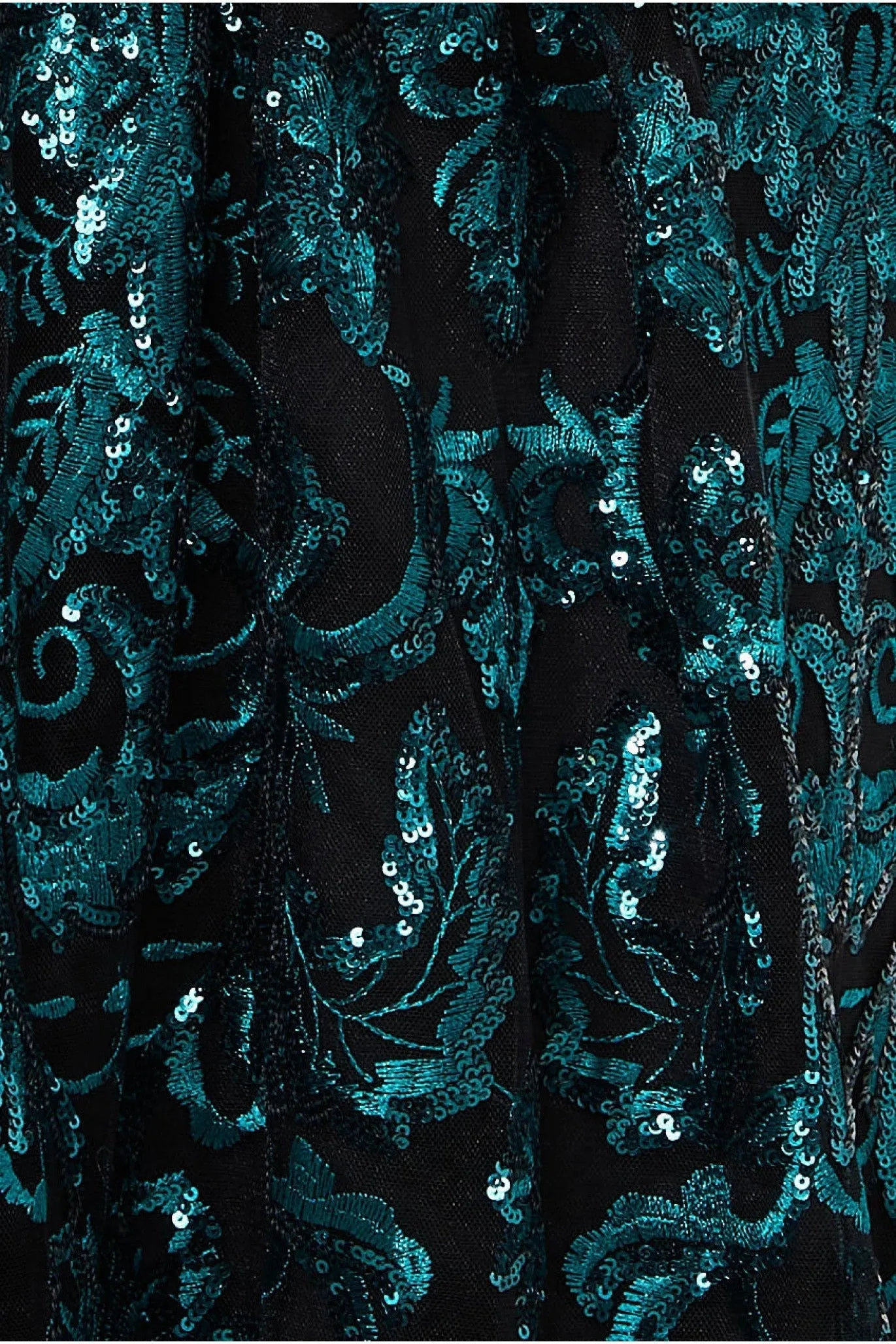 Goddiva Open Back Sequin & Mesh Maxi Dress - Emerald Green sold by Goddiva product image thumbnail 4