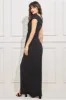 Goddiva Scuba Bardot Wrap Maxi Dress - Black sold by Goddiva