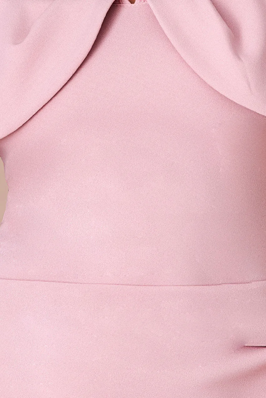 Goddiva Scuba Crepe Pleated Bardot Maxi - Blush sold by Goddiva product image thumbnail 4