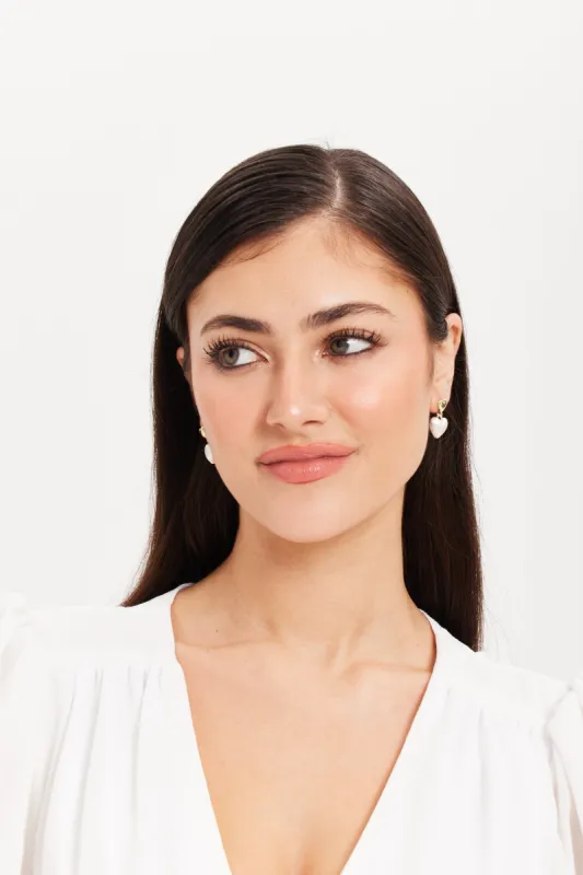 Heart Stud Earrings With Pearl  Heart Drop In Gold by Liquorish sold by Goddiva