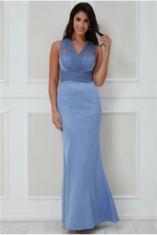 Goddiva Boobtube Multi-tie Maxi Dress - Cornflower sold by Goddiva
