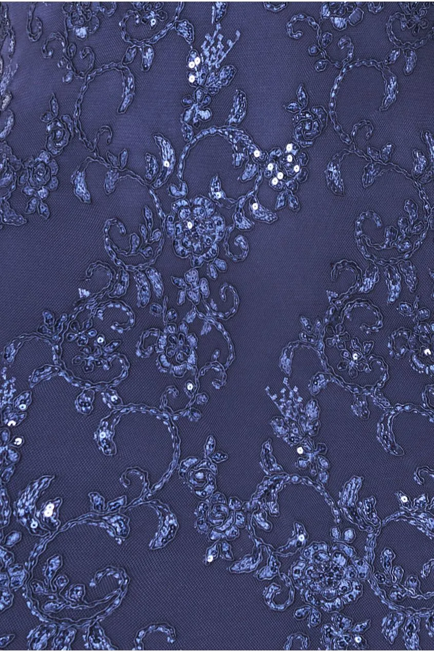 Goddiva Sequin Scallop Lace Midi Dress - Navy sold by Goddiva product image thumbnail 4
