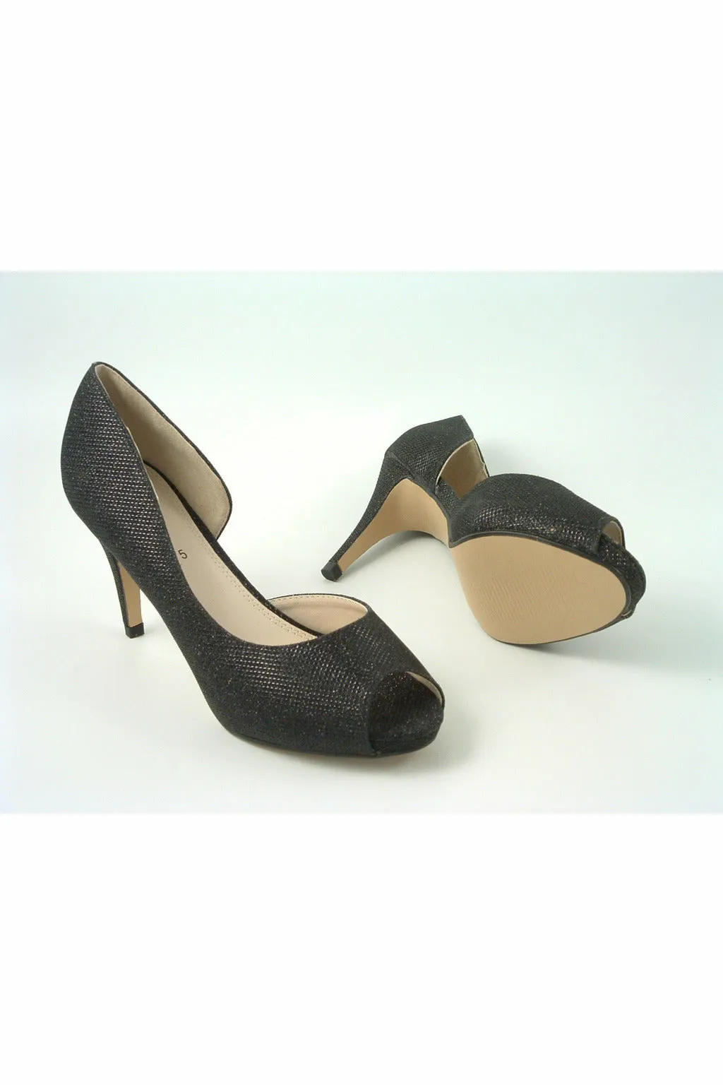 Glitz Shoes Sabatine Mid Heel Peep Toe - 31438 - Black sold by Goddiva product image thumbnail 5