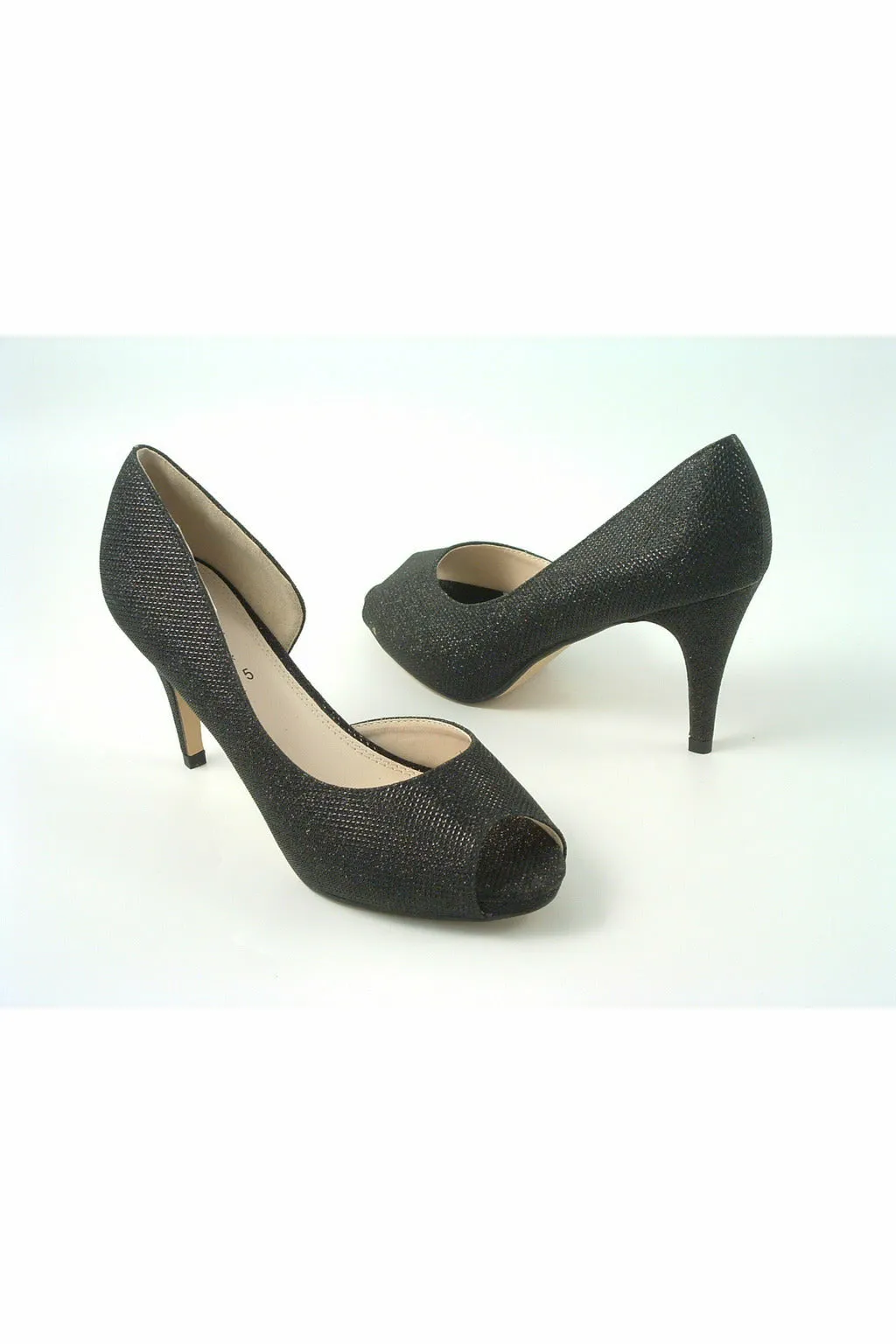Glitz Shoes Sabatine Mid Heel Peep Toe - 31438 - Black sold by Goddiva product image thumbnail 2