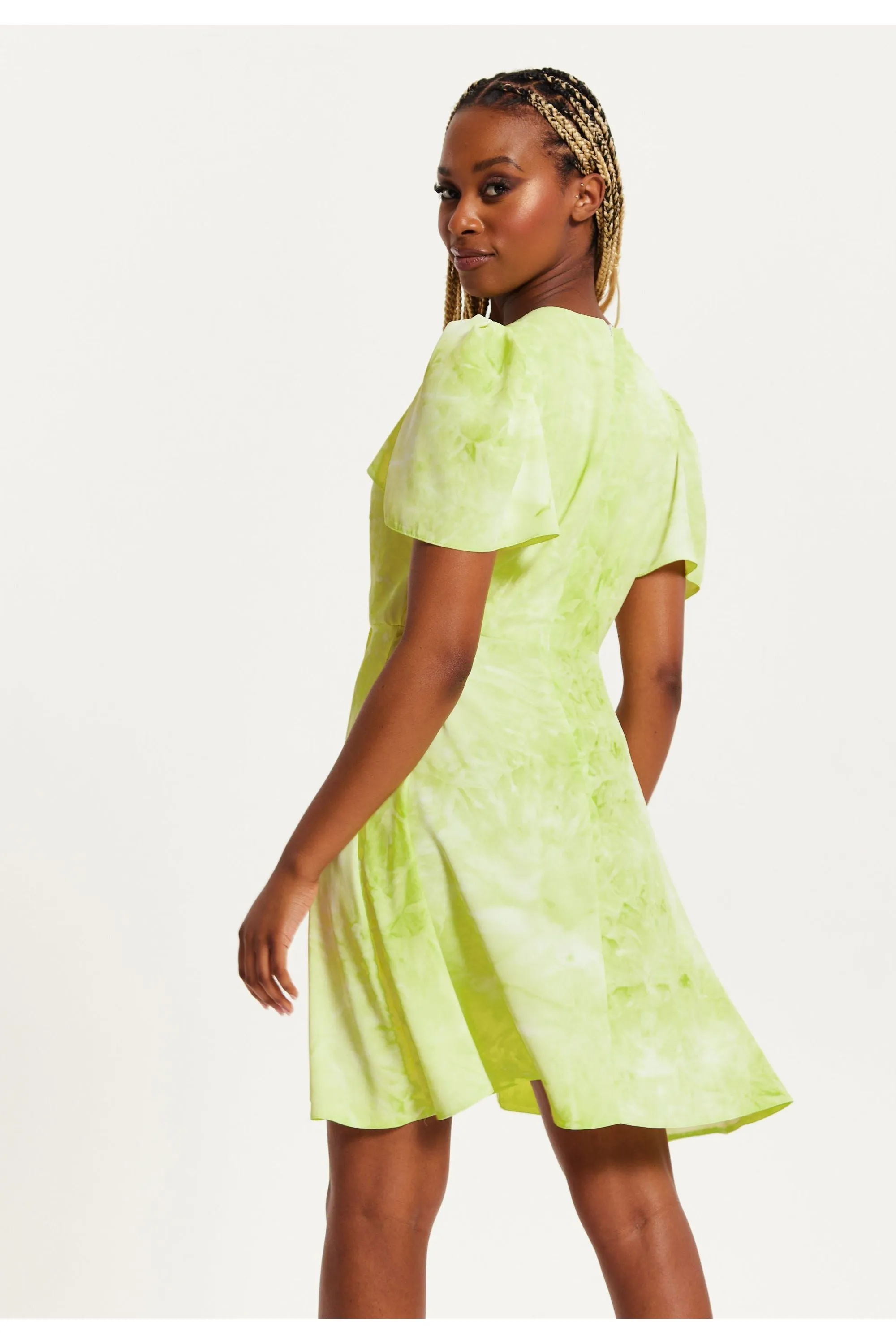 Liquorish Angel Sleeve Wrap Mini Dress In Pistachio sold by Goddiva product image thumbnail 5