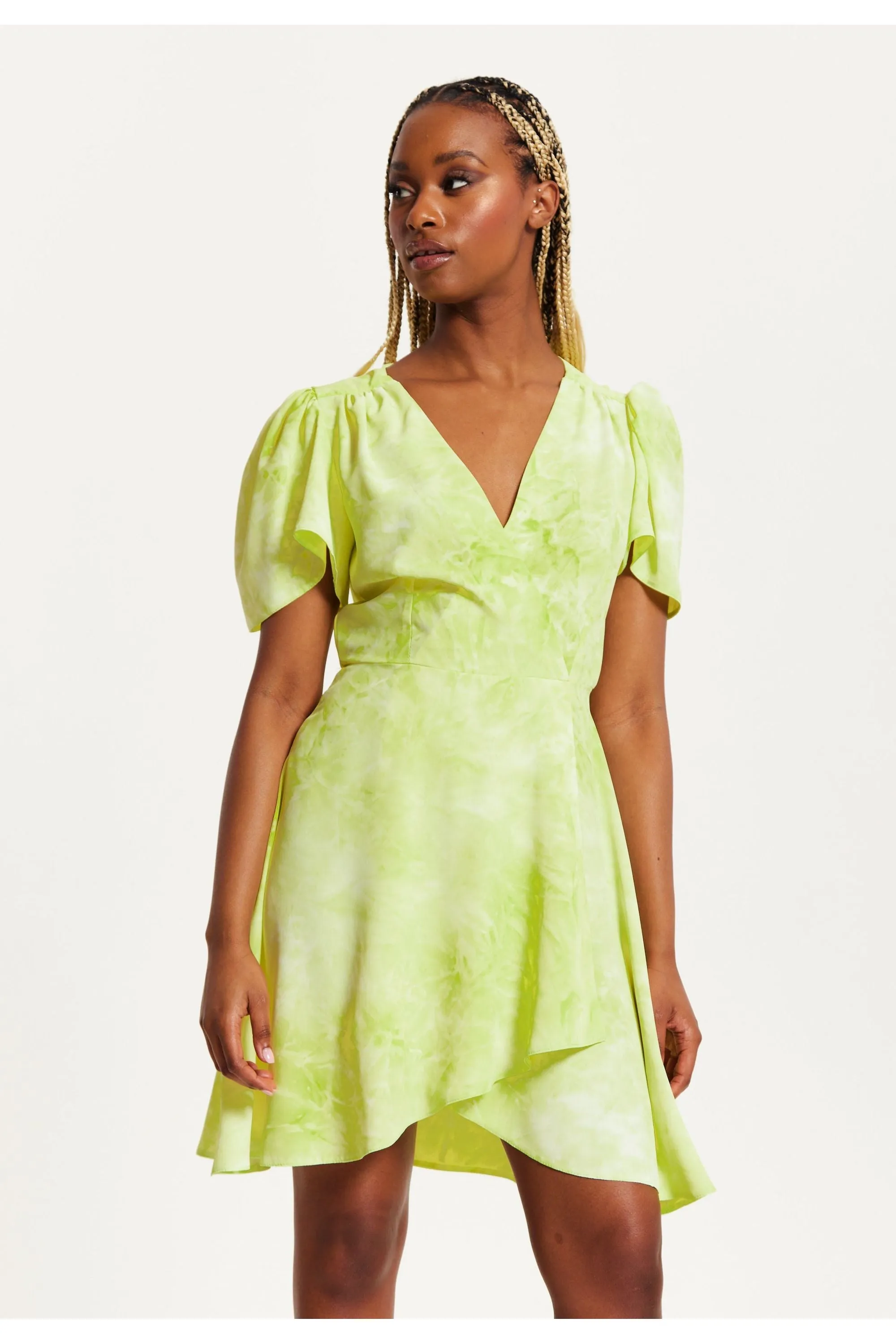 Liquorish Angel Sleeve Wrap Mini Dress In Pistachio sold by Goddiva product image thumbnail 2