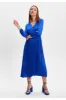 Royal Blue Midi Dress With Pleat Details by Liquorish sold by Goddiva