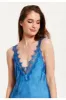 Liquorish Lace Detailed V Neck Maxi Dress In Blue sold by Goddiva