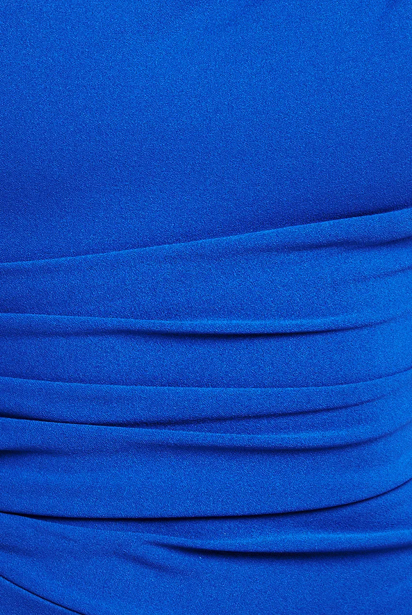 Scuba Crepe Asymmetric Neck Midi Dress - Royal Blue by Goddiva sold by Goddiva product image thumbnail 4