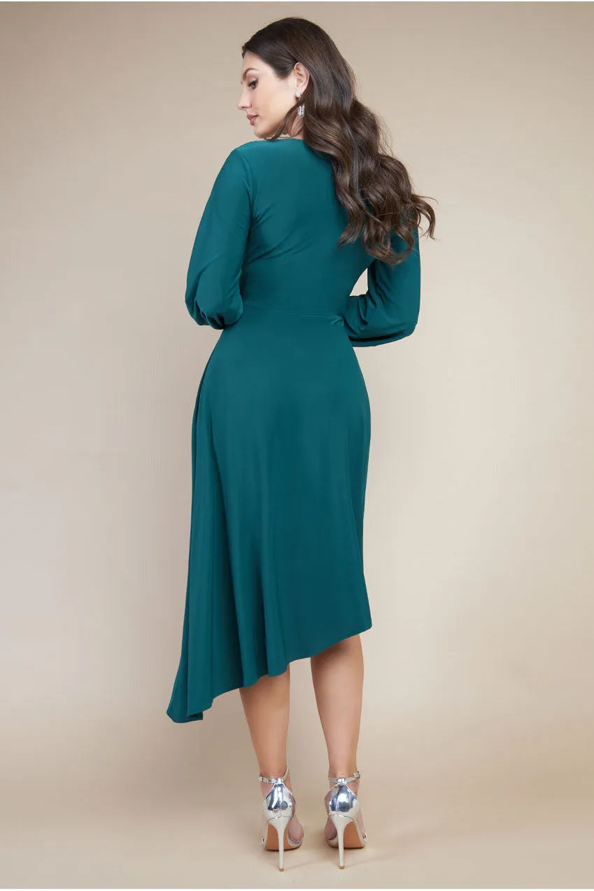 Goddiva Asymmetrical Wrap Midi Dress - Botanical Green sold by Goddiva product image thumbnail 2