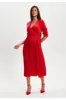 Red Midi Dress With Pleat Details by Liquorish sold by Goddiva
