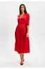 Red Midi Dress With Pleat Details by Liquorish sold by Goddiva