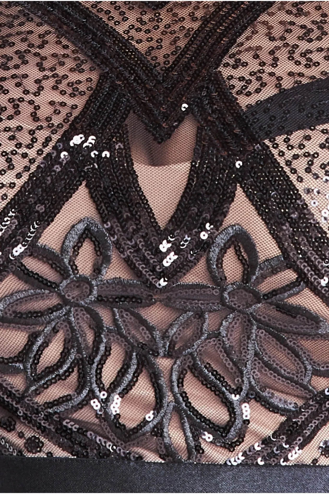 Goddiva Plus Sequin Bodice With Front Frill Maxi - Black sold by Goddiva product image thumbnail 4