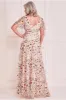 Short Sleeve Embroidered Floral Maxi - Nude by Goddiva sold by Goddiva