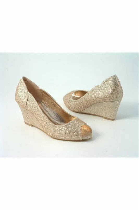 Glitz Shoes Murcia Sabatiné Glitter Wedges sold by Goddiva