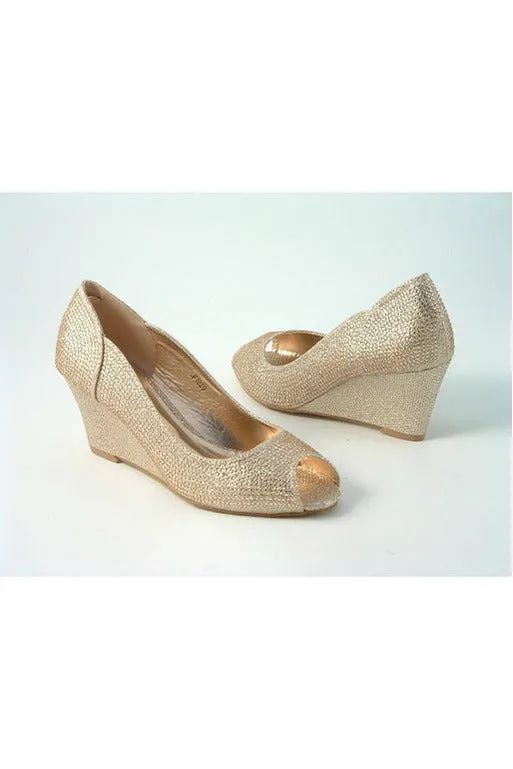 Glitz Shoes Murcia Sabatiné Glitter Wedges sold by Goddiva