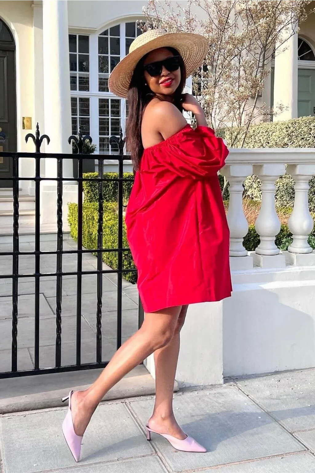 SETSOFRAN London Red Off Shoulder Dress sold by Goddiva product image thumbnail 4