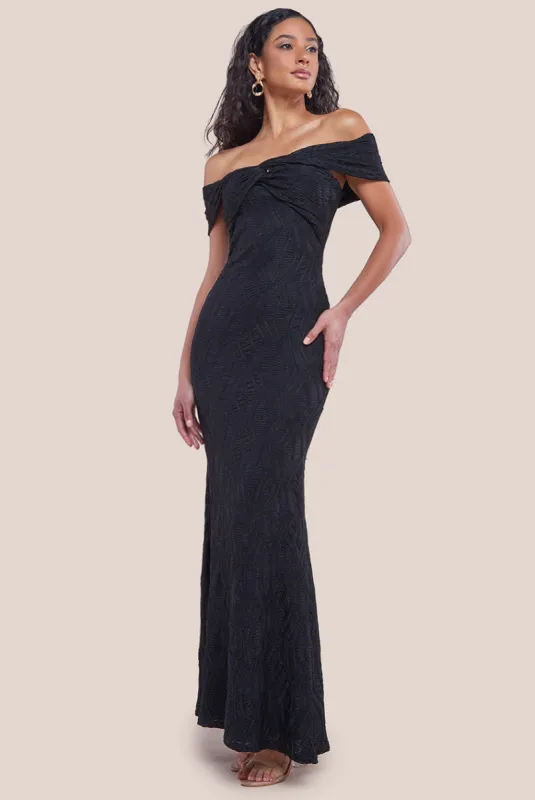 Front Knot Twist Maxi Dress - Black by Goddiva made by Goddiva