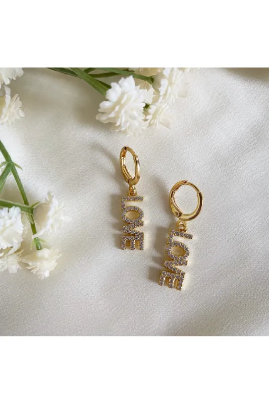 Wisteria London Love Huggie Hoop Earrings sold by Goddiva
