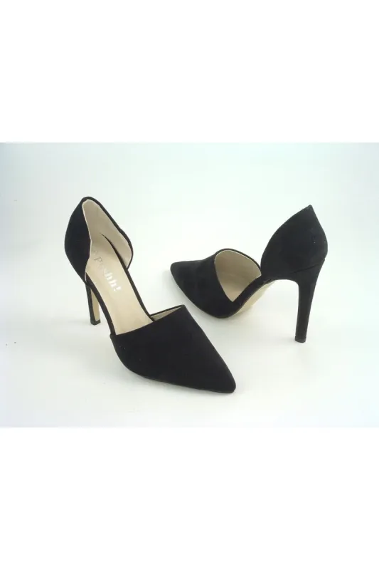 Glitz Shoes Divine Black Faux Nubuck Shoes sold by Goddiva