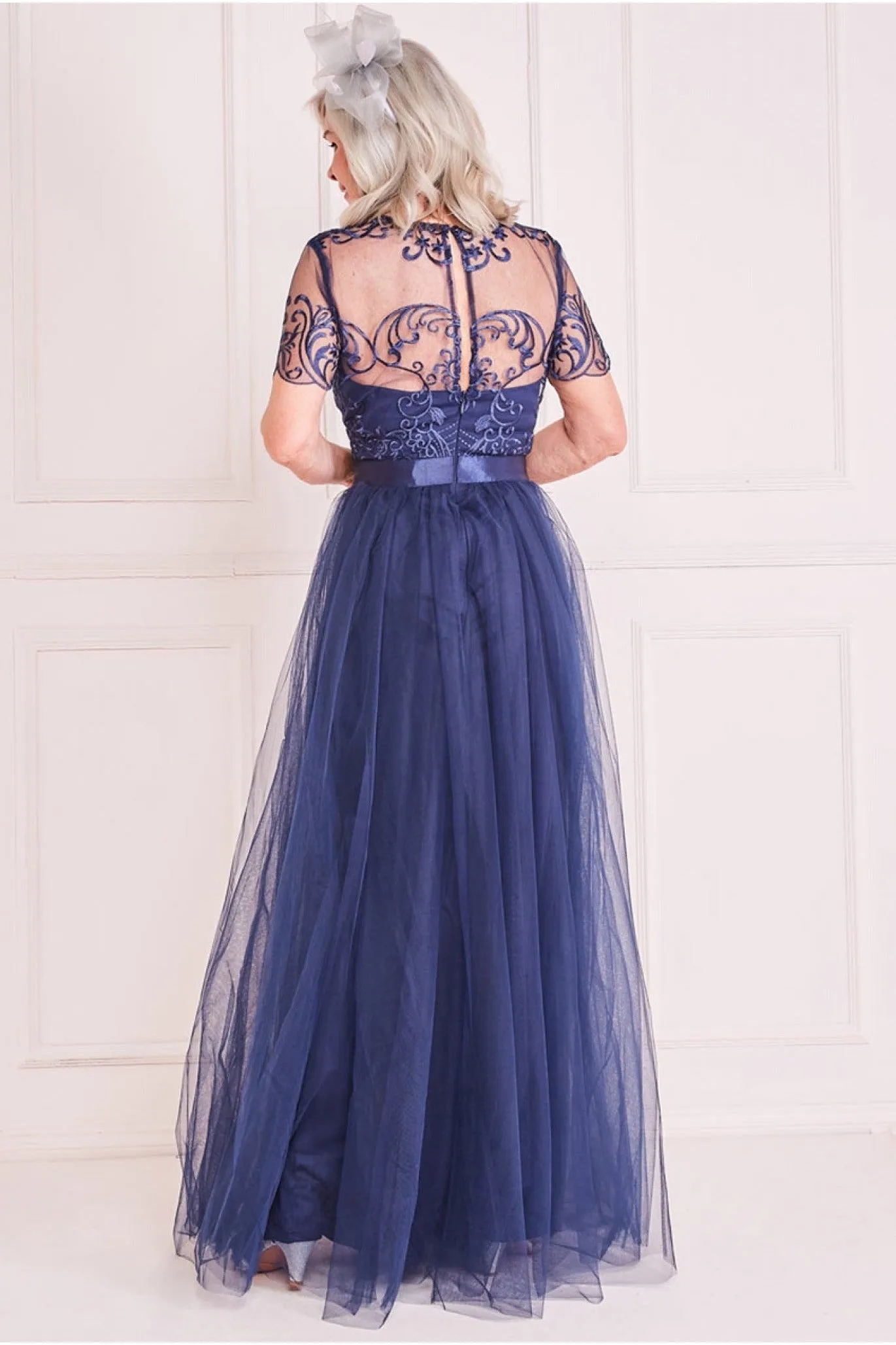 Mesh Embroidered Maxi Dress - Navy by Goddiva sold by Goddiva product image thumbnail 2