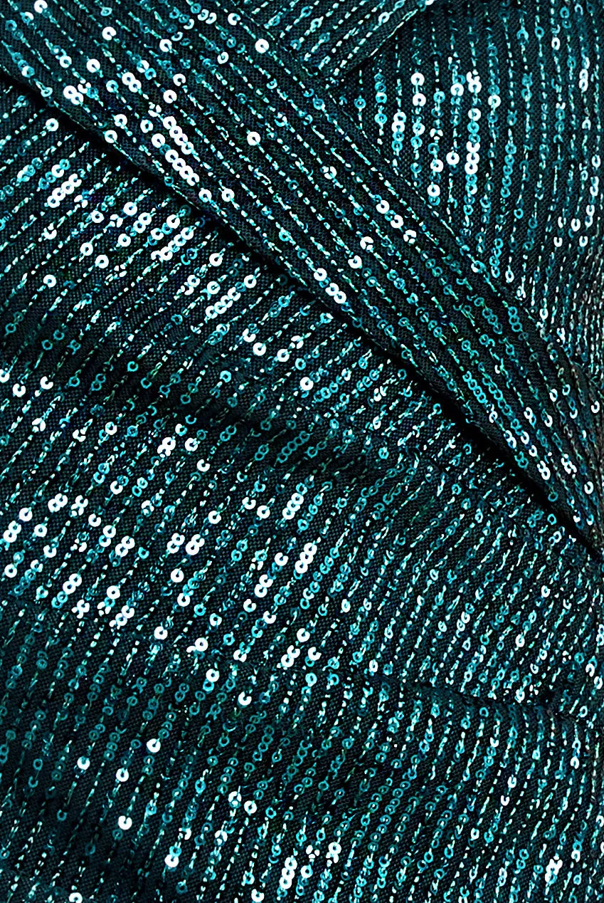 Bardot Sequin Pleated Maxi Dress - Emerald Green by Goddiva sold by Goddiva product image thumbnail 4