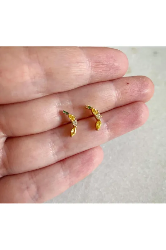 Wisteria London Dainty Banana Stud Earrings sold by Goddiva