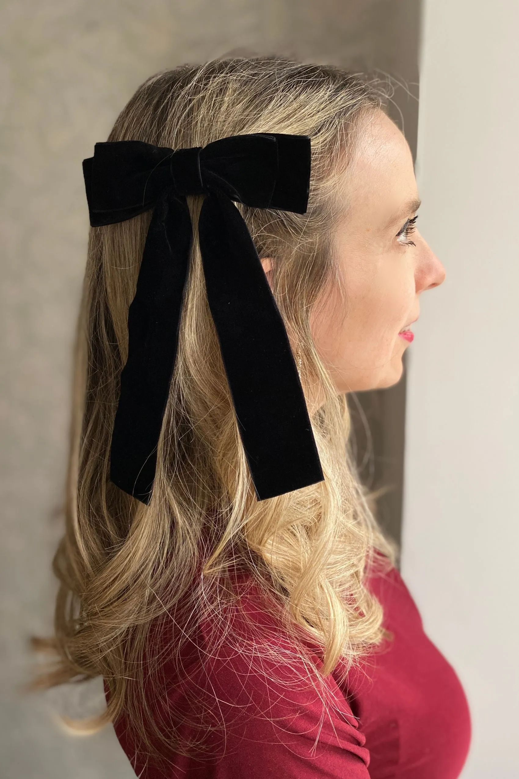 Black Velvet Hair Bow Hair Clip Alligator Clip by QueenMee Accessories sold by Goddiva product image thumbnail 3