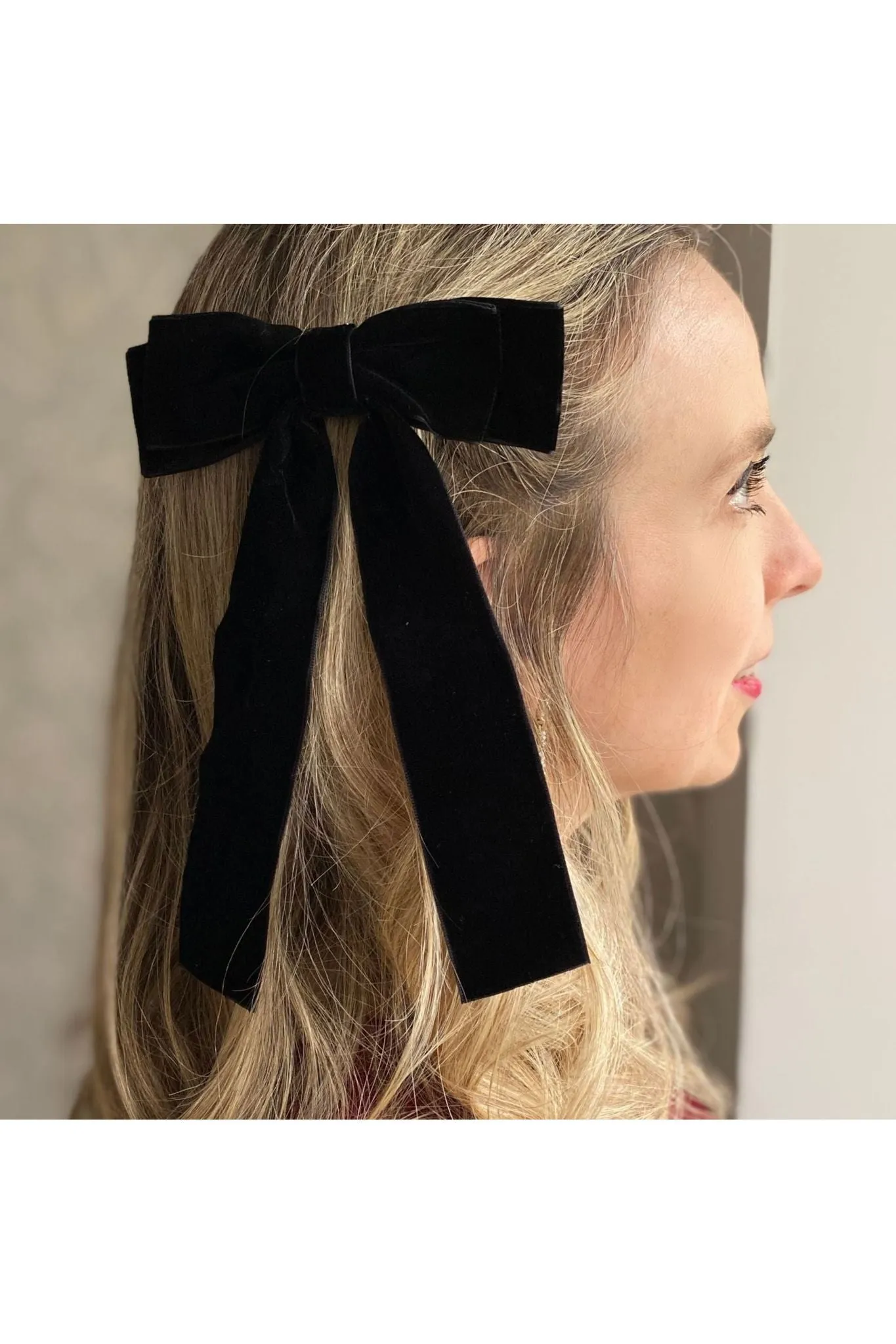 Black Velvet Hair Bow Hair Clip Alligator Clip by QueenMee Accessories sold by Goddiva product image thumbnail 2