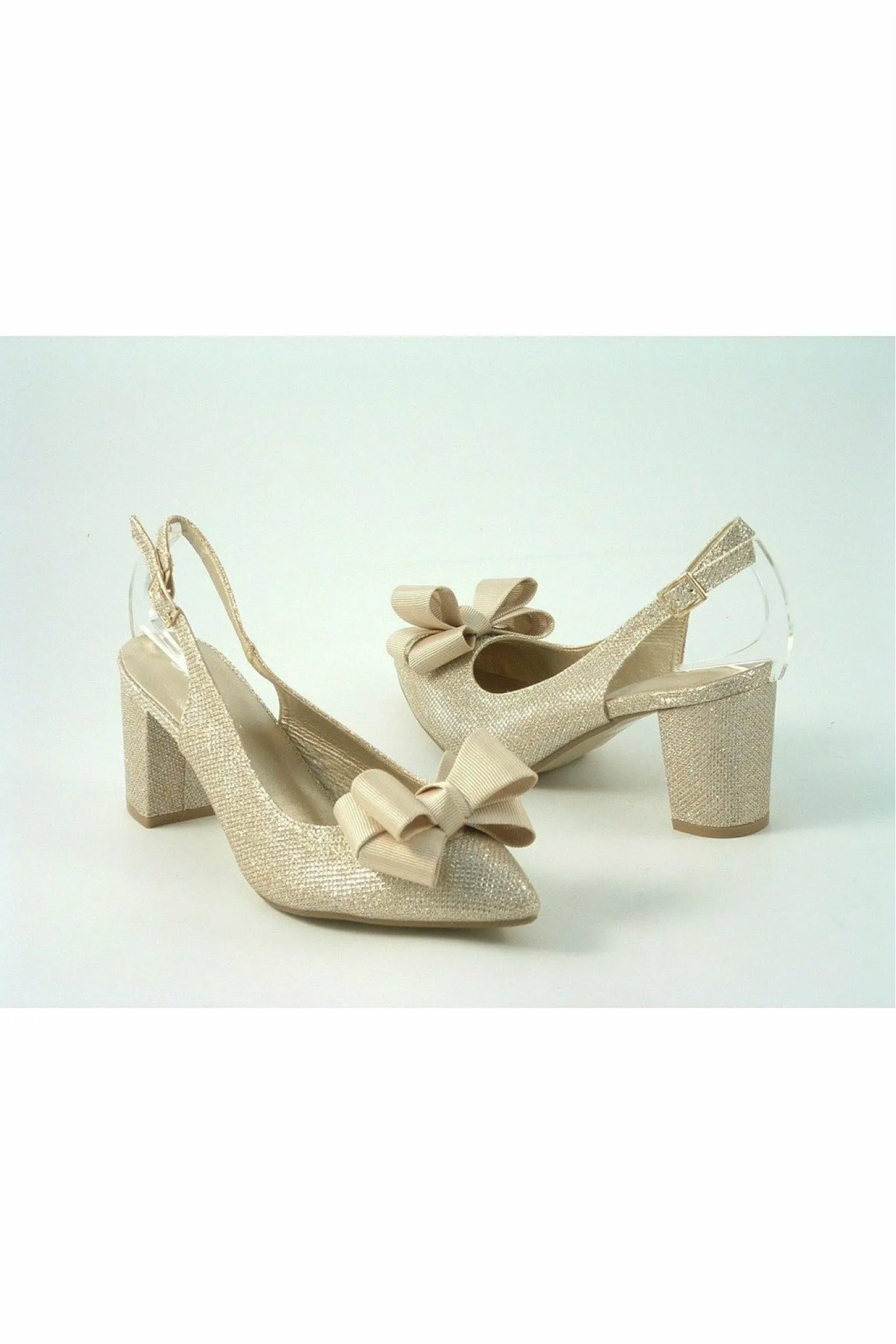 Glitz Shoes Glitter Bowed Sling Back Court Shoe sold by Goddiva product image thumbnail 2