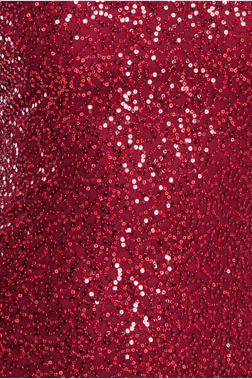 Puff Sleeve Tiered Hem Maxi Dress - Wine by Goddiva sold by Goddiva product image thumbnail 4