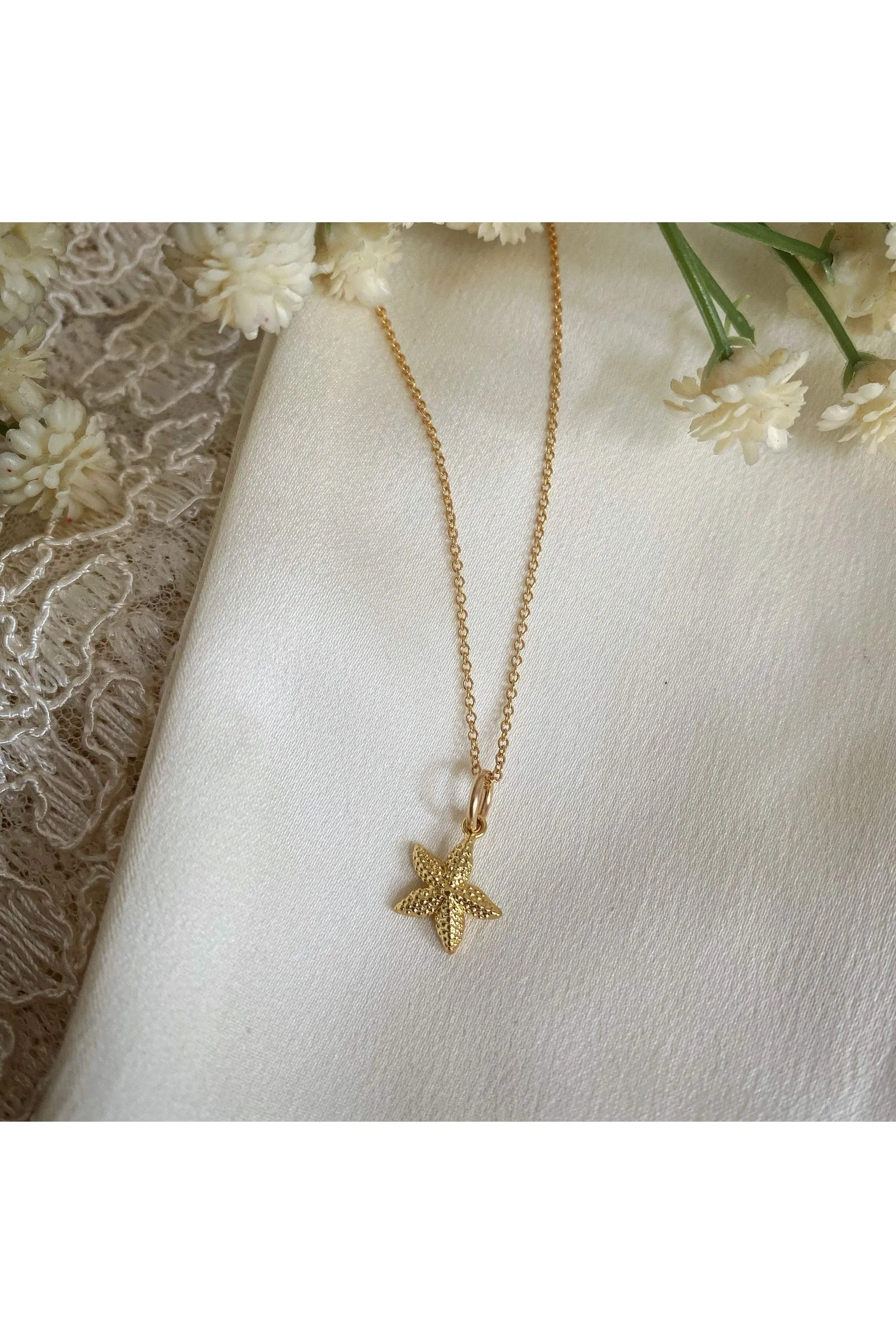 Wisteria London Luminara Gold Starfish Necklace sold by Goddiva