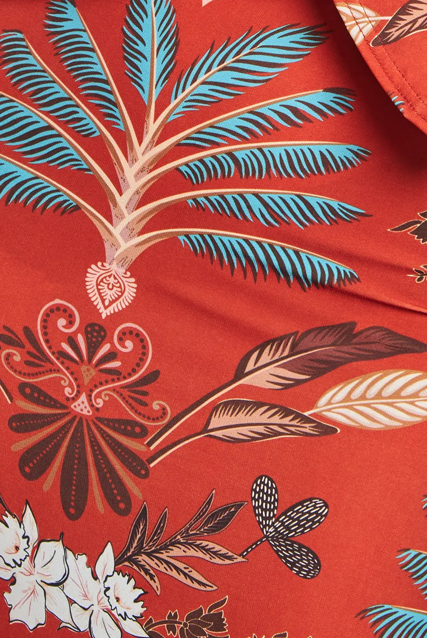 Printed Tie Back Midi Dress - Orange by Goddiva sold by Goddiva product image thumbnail 4