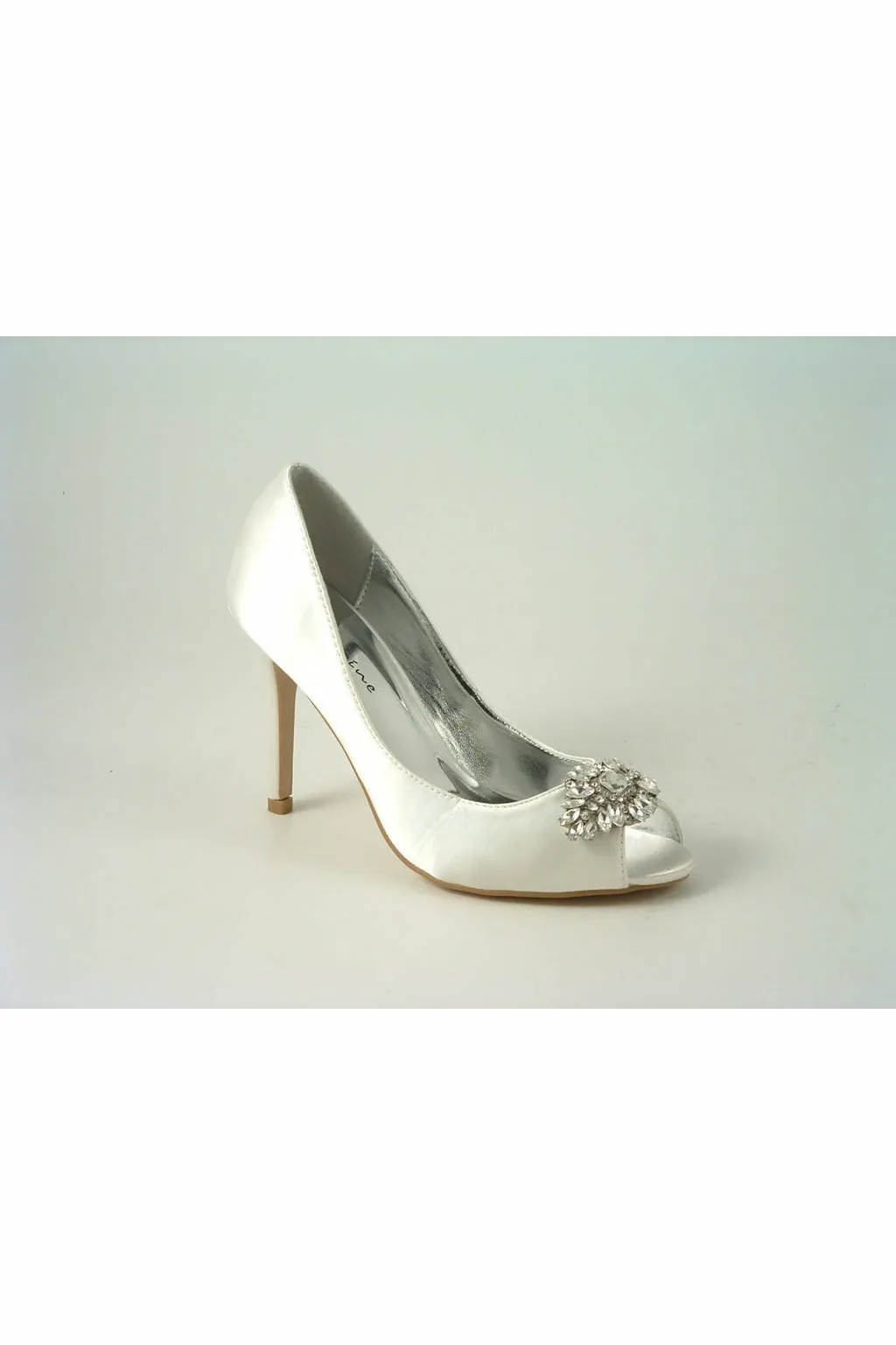 Glitz Shoes Rosalie Diamante Ivory Satin High Heel Shoe sold by Goddiva product image thumbnail 4